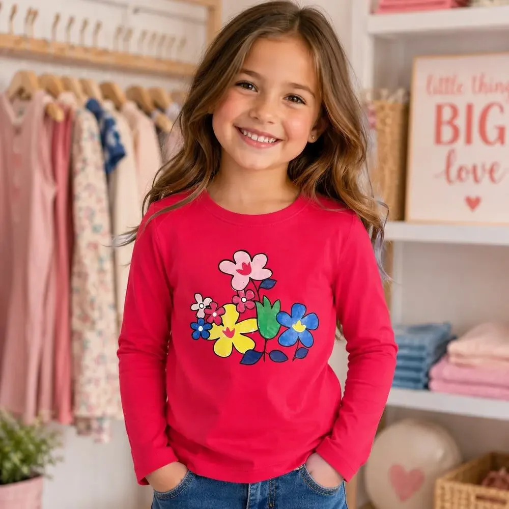Hanna Andersson Pink Floral Printed Rash Guard 110/ 5